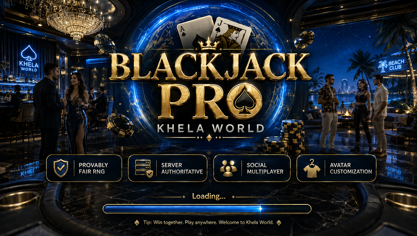 Blackjack 3D — Khela World, a 3D social casino world